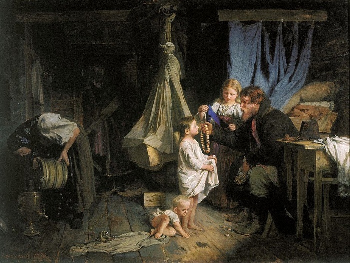 «Возвращение из города». (1870). Автор: А.И.Корзухин.