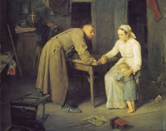 «Пьяный отец семейства». (1861). Автор: А.И.Корзухин. 