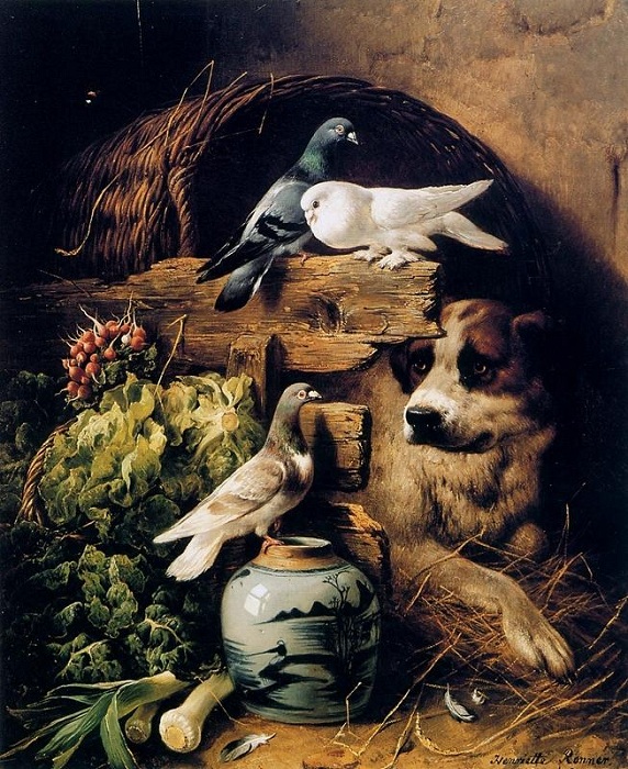«Собака и голуби». Автор: Генриетта Роннер-Книп.