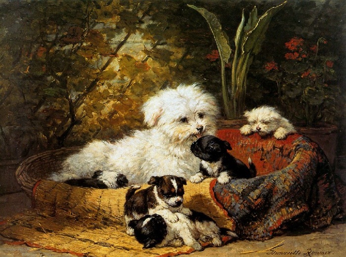 «Болонка со щенками. Автор: Генриетта Роннер-Книп.