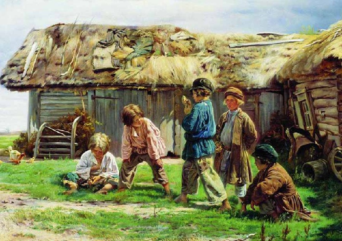 «Игра в бабки». (1870). Государственная Третьяковская галерея.