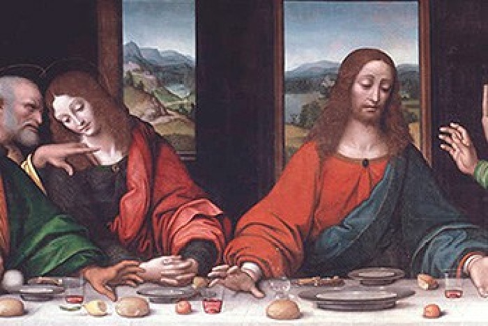 Тайная вечеря. (Фрагмент). / Мария Магдалина по правую руку от Христа/. Автор: Леонардо да Винчи.