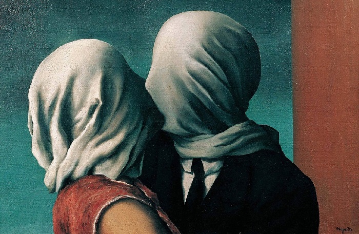 Рене Магритт. Первая картина из серии «Влюблённые», 1928