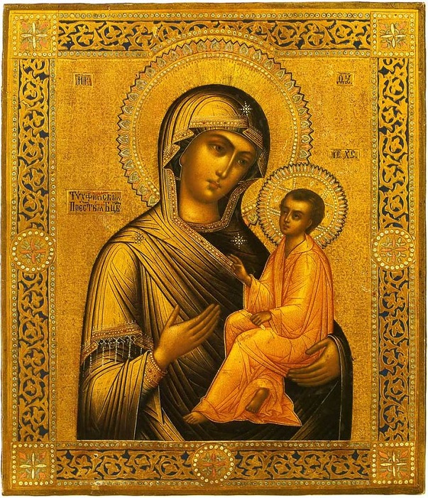 Палехская икона Божьей матери.