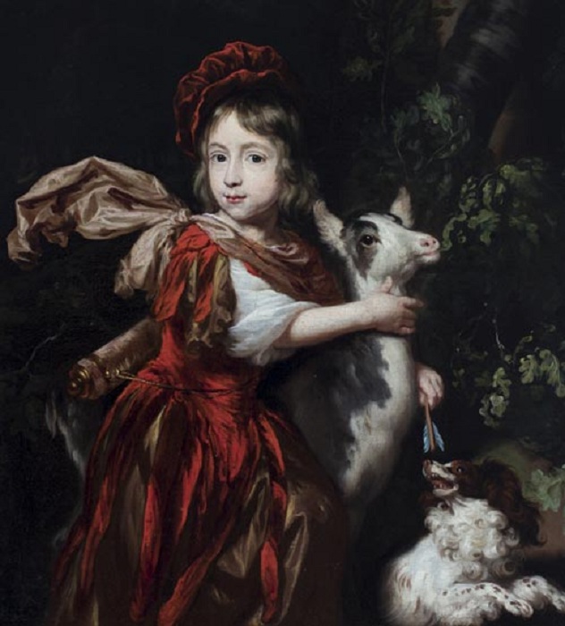  Портрет мальчика в костюме охотника с козой и собакой. (1670-е годы). Автор: Николас Мас.