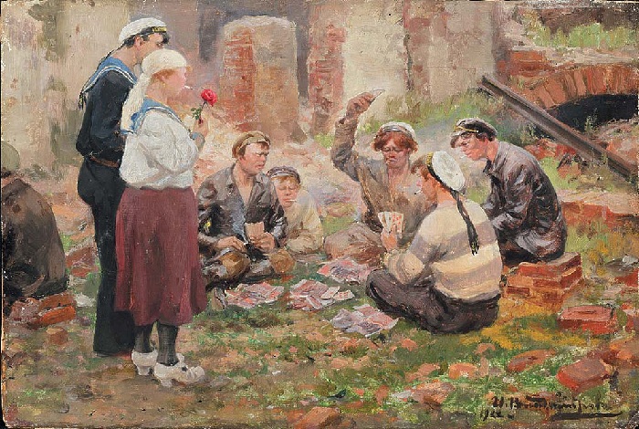 Игра в карты. (1922).  Автор: Иван Владимиров.