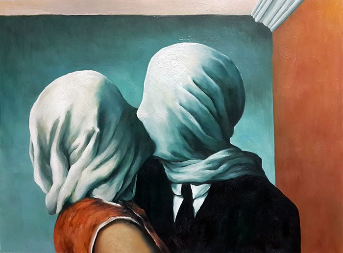 «Поцелуй».  (1957 год). Автор: Рене Магритт.