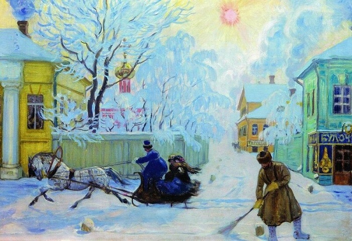 «Морозный день». 1913 год. Художник Б. М. Кустодиев.