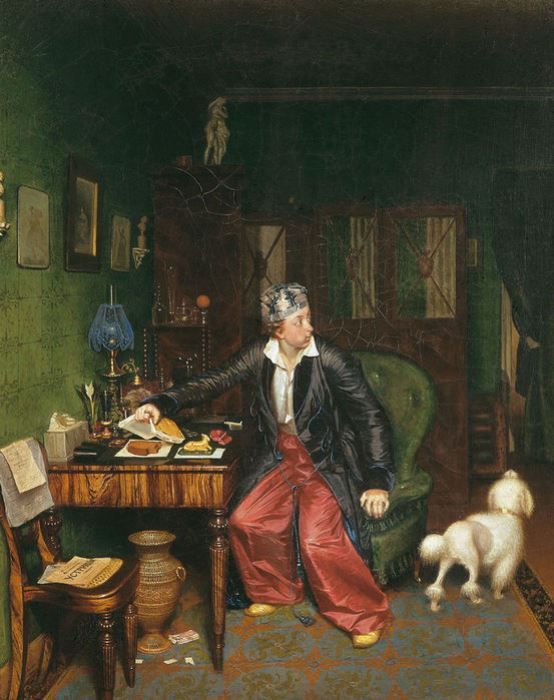  «Завтрак аристократа». (1849-1850). Автор: П. Федотов.