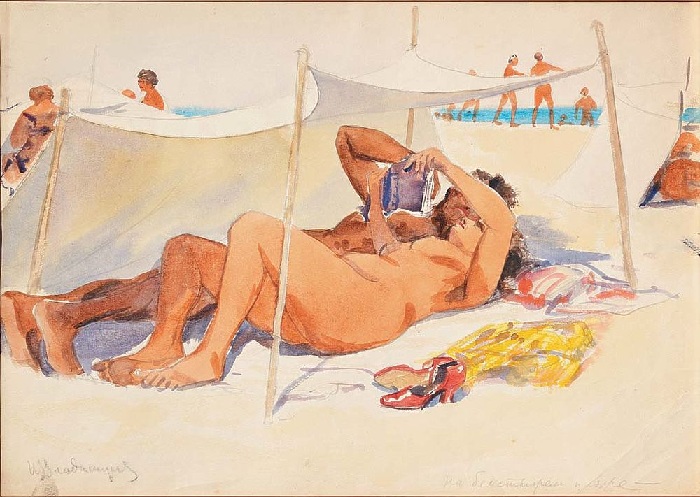 На бесстыжем пляже.(1930).  Автор: Иван Владимиров.