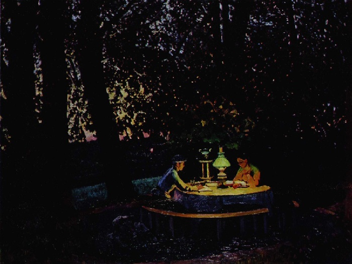 Ночь. Тверской бульвар. 1909. Автор: Константин Юон.
