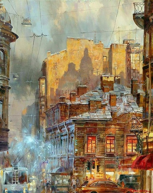 Город на закате дня.  Автор: Иван Славинский