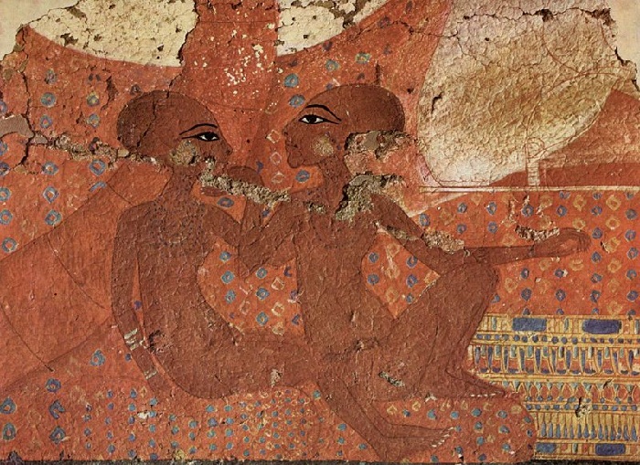  Царские дочери. Нефернефрура и её старшая сестра Нефернефруатон-ташерит на стене дворца Ахетатона.