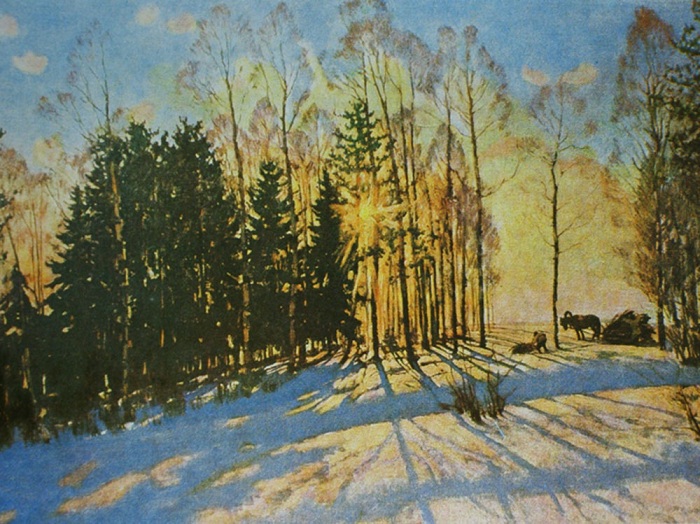 Зимнее солнце. Лигачево. (1916 год). Автор: Константин Юон.