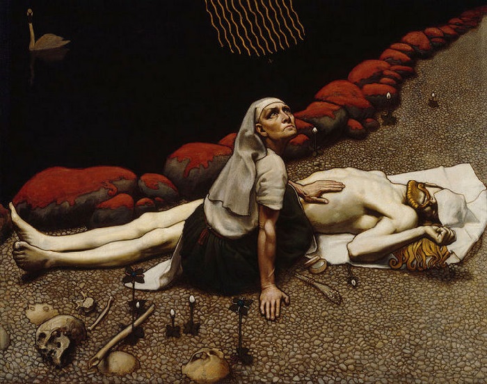 Смерть Лемминкяйнена. (1897 год). Автор: Аксели Галлен-Каллела. 