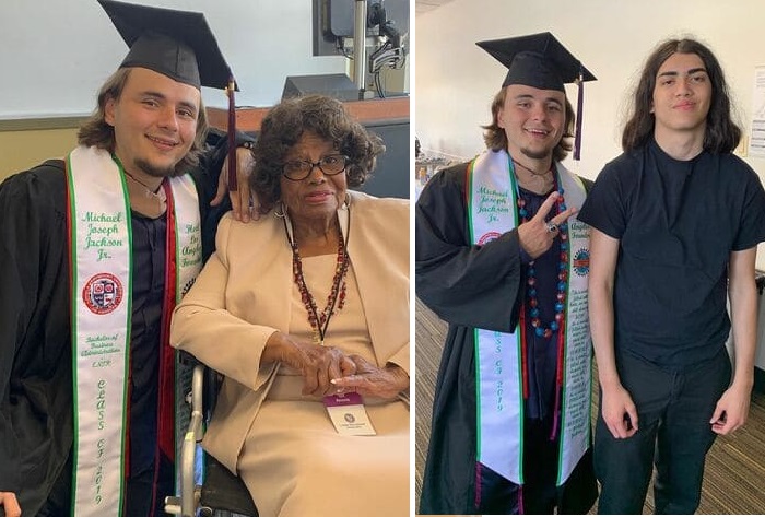 Принс на вручении диплома с бабушкой Кэтрин Джексон (мамой Майкла) и братом. (2019 год). (Фото: instagram/princejackson).