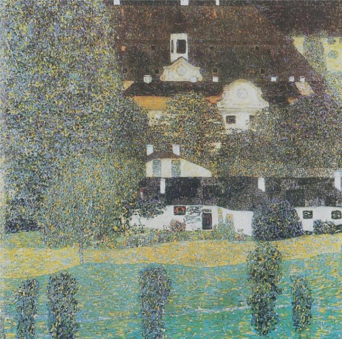 Замок на озере Аттерзе. (1909 год).  Автор: Gustav Klimt.