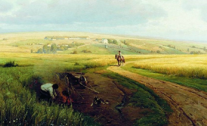 «Костер в поле». (1891 год). Художник: Владимир Орловский.