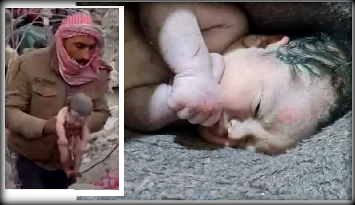 Кадры из видео о спасённом малыше.