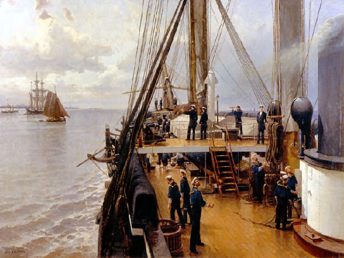 «На палубе фрегата Светлана», 1884 год. Центральный военно-морской музей, Санкт-Петербург. Автор: Александр Беггров.