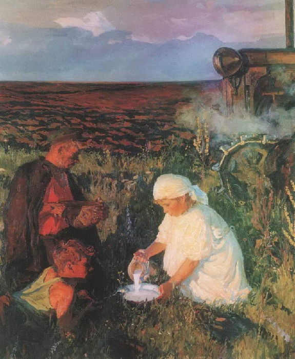 Ужин трактористов. (1961 год). Автор: А.А.Пластов.