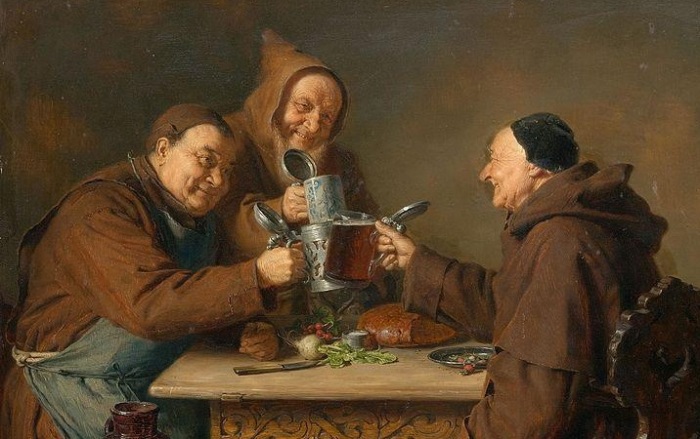  Занимательные жанровые картины немецкого художника о веселой жизни баварских монахов-пивоваров.