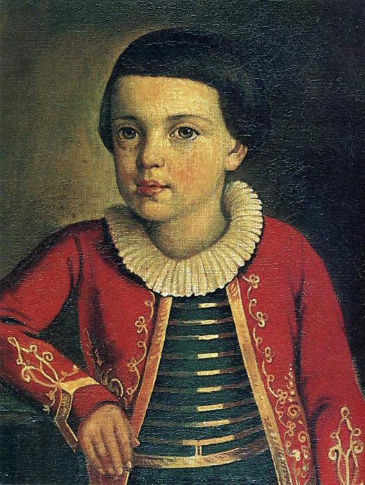 Лермонтов в детстве.  1820-1822. Неизвестный художник.