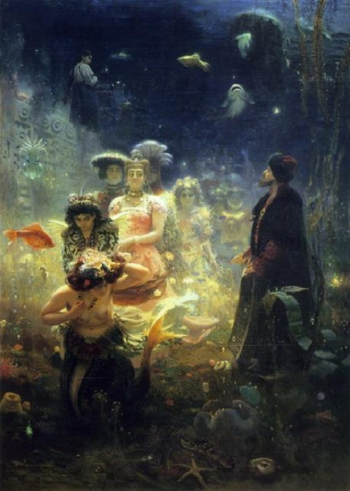 Садко в Подводном царстве. (1876 год). Автор: Илья Репин. (Картина написана во Франции).
