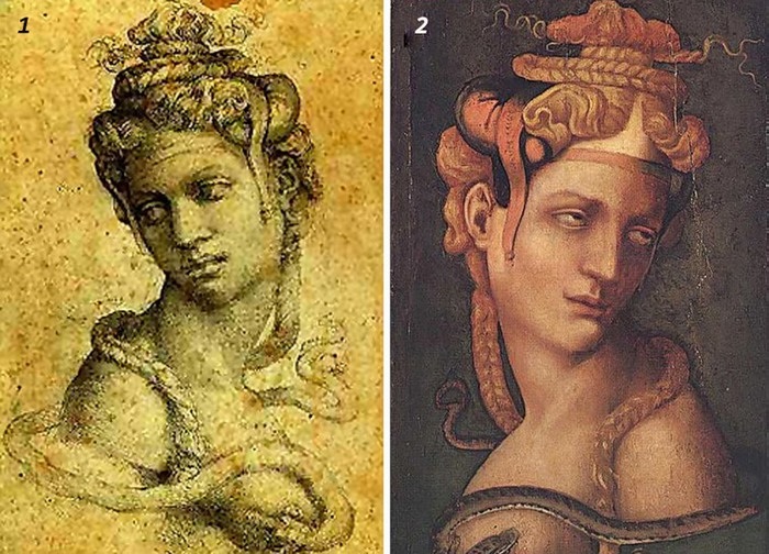 1. Микеланджело Буонаротти «Голова Клеопатры». (1533/34).<br>2. Джорджо Вазари «Голова Клеопатры». (1550). 