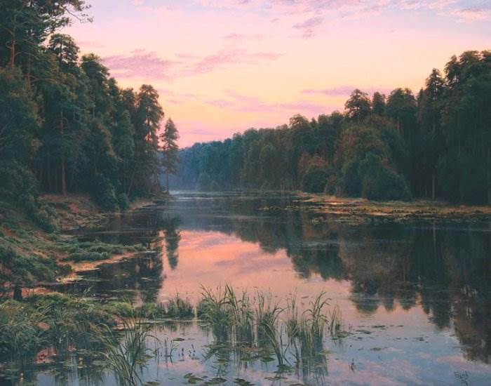Вечер на озере. Автор: Сергей Басов.