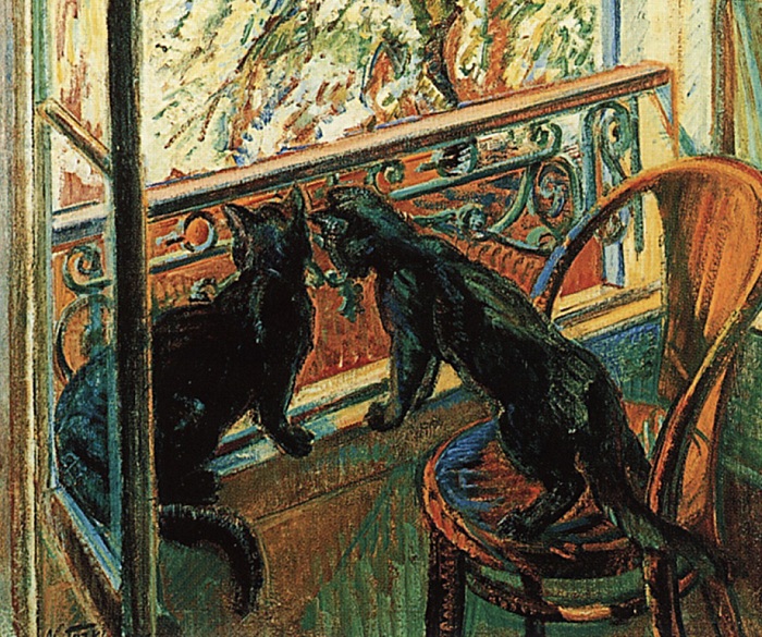 Николай Тархов.  Кошки у окна. 1909.