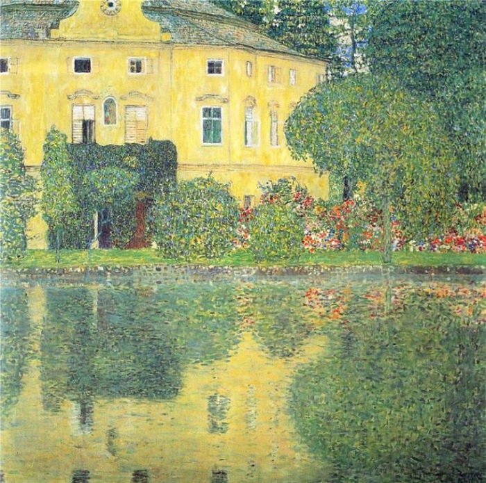 Замок на озере Атерзе. (1910 год).  Автор: Gustav Klimt.