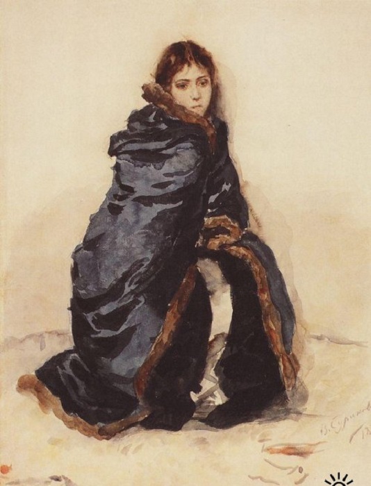 Старшая дочь Меншикова, написанная с жены художника. Эскиз. 1882 год. Автор: Василий Суриков.