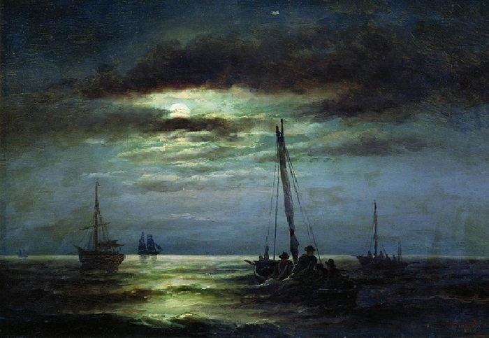 «Пейзаж с лодкой и месяцем», 1891 Частное собрание. Автор: Александр Беггров.