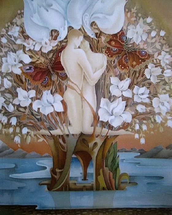 «Цветение.  Холодный батик. Автор: Любовь Тощева.