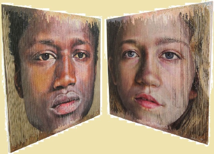 Мужчина и женщина. Трехмерные портреты художника Серджи Каденаса. | Фото: realsworld.com.