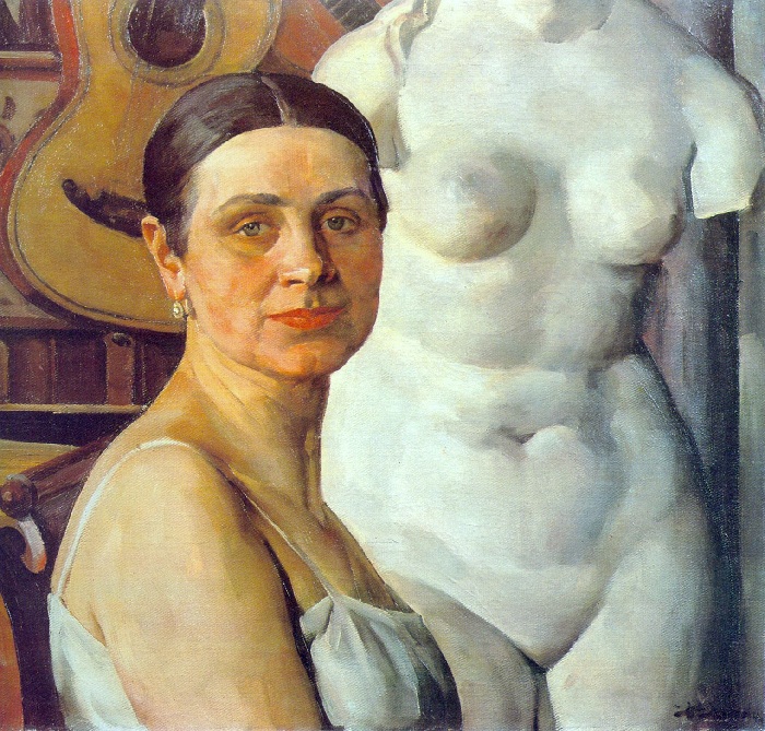 Портрет жены художника, Екатерины Алексеевны.  Автор: Константин Юон.