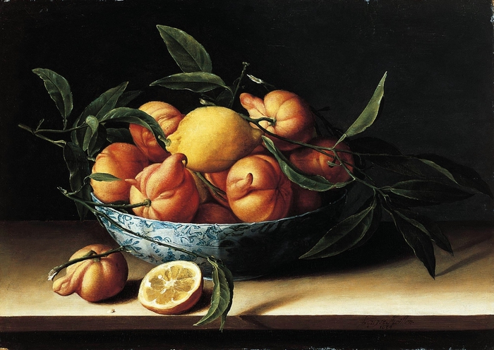 Натюрморт с миской апельсинов кюрасао. (1634 год.) 46.4 х 64.8 Дерево, масло. Пасадена, музей Нортона Саймона. Автор: Луиза Муайон.