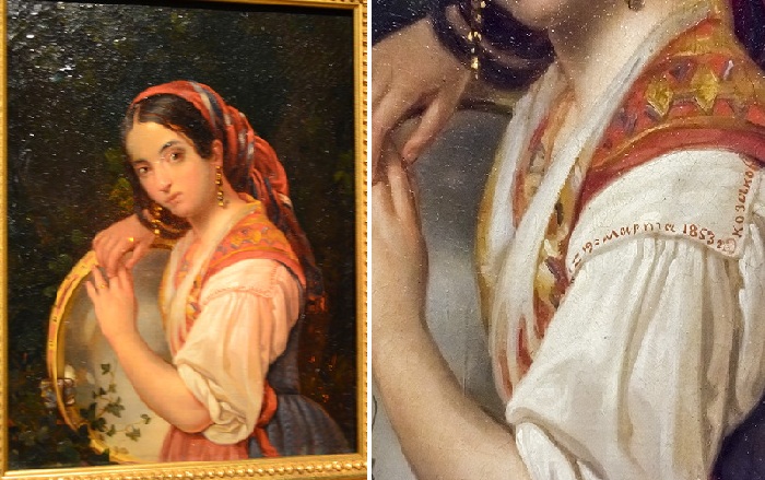 «Девушка с бубном». (1853).Государственная Третьяковская галерея. Автор: Н.М. Козаков.