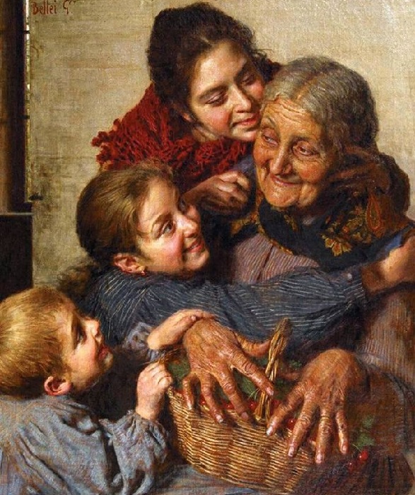 Бабушка с внучатами. Художник: Беллей Гаэтано.