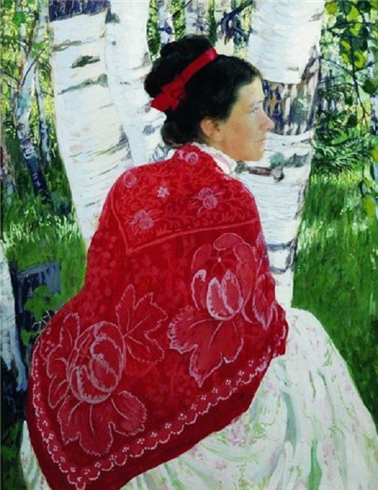 Портрет жены художника 1909 год. Автор: Борис Кустодиев.