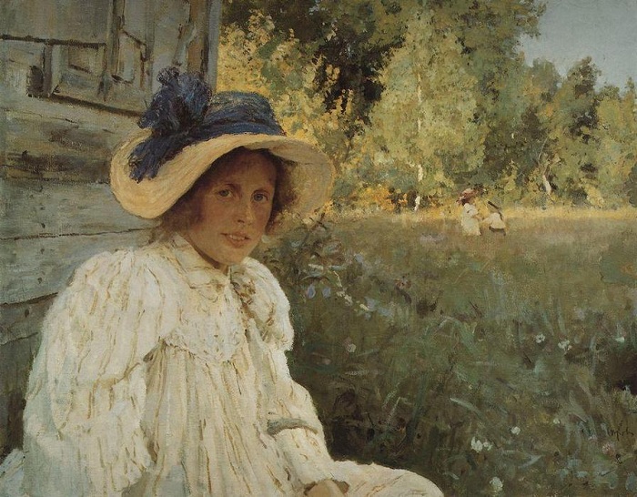 Летом. 1895 года. Портрет Ольги Серовой жены художника. Автор: Валентин Серов. 