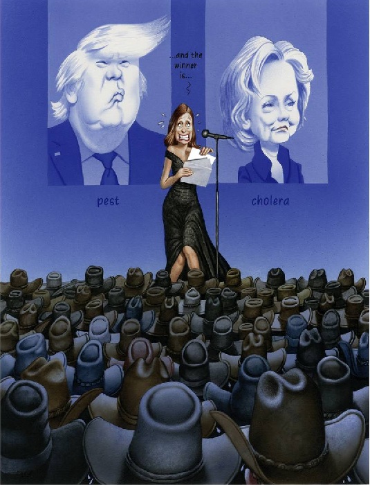 Американские выборы: Чума против Холеры. Сатира от Gerhard Haderer.