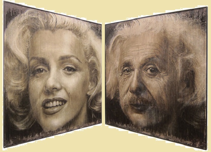От Мэрилин Монро к Альберту Эйнштейну  - всего лишь несколько шагов. Трехмерные портреты художника Серджи Каденаса. | Фото: realsworld.com.