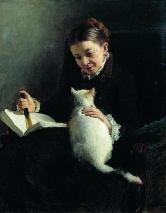 Николай Ярошенко (1846-1898), Женщина с кошкой.