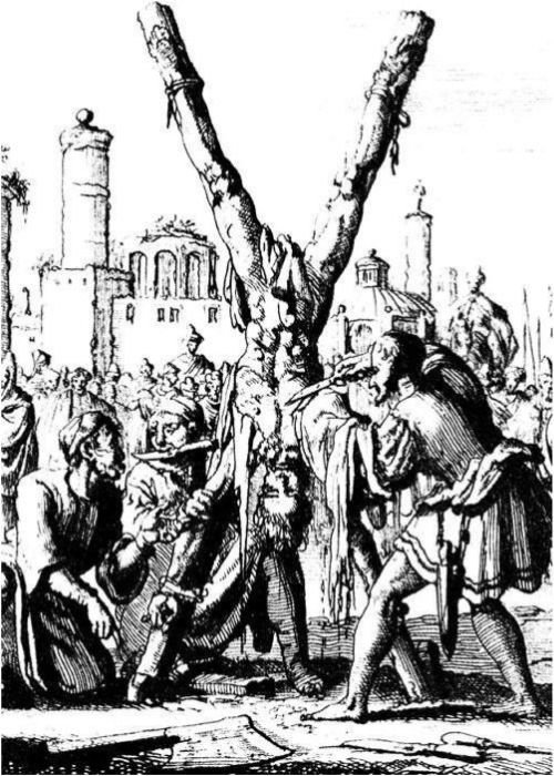 Сдирание кожи с христианина в древности. Ян Луйкен. XVII век. Частная коллекция.
