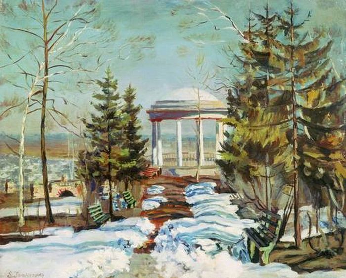  «Ранняя весна (Беседка в парке)». (1910). Автор: Жуковский С. Ю.