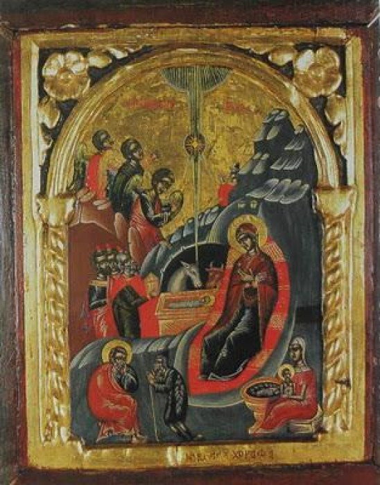 Монастырь Ксиропотам. Рождество Христово. Икона 1660 г.
