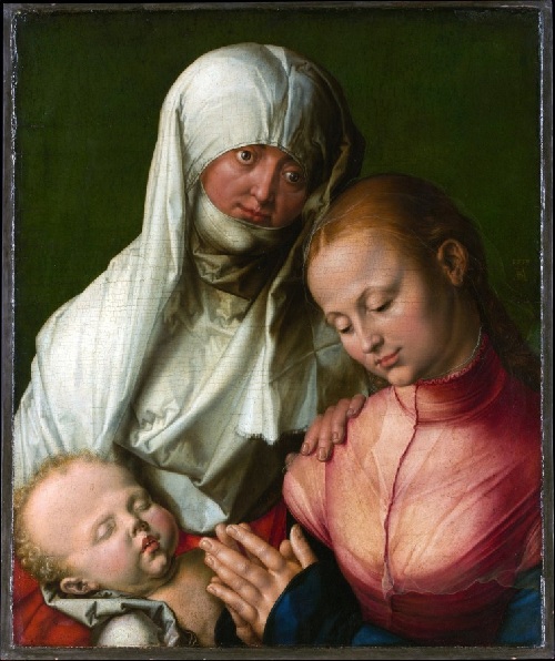  Агнес Дюрер в образе святой Анны, матери Девы Марии.( Агнес в белом одеянии в возрасте 46 лет) Автор: Альбрехт Дюрер.