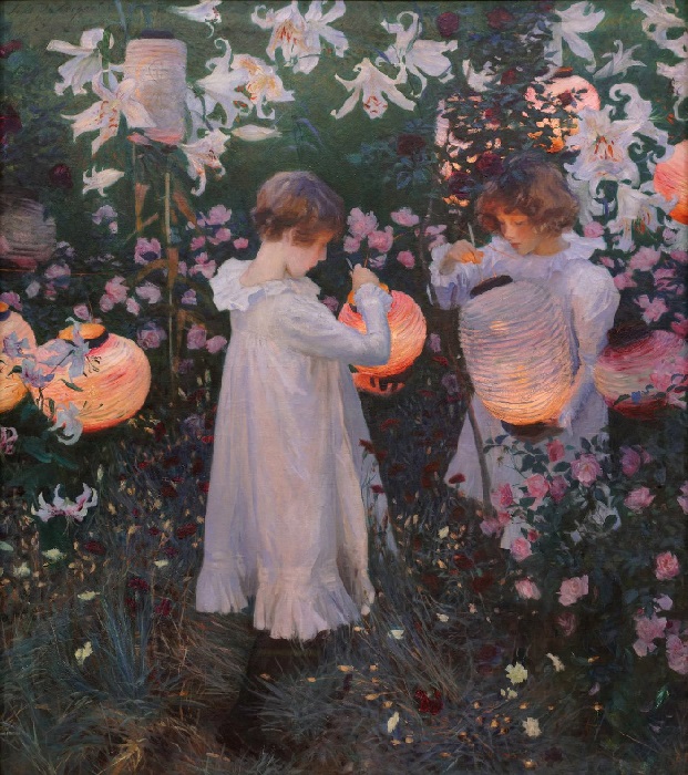 «Гвоздика, лилия, лилия, роза» (Carnation, Lily, Lily, Rose). (1885-86).  Автор: Джон Сингер Сарджент. 